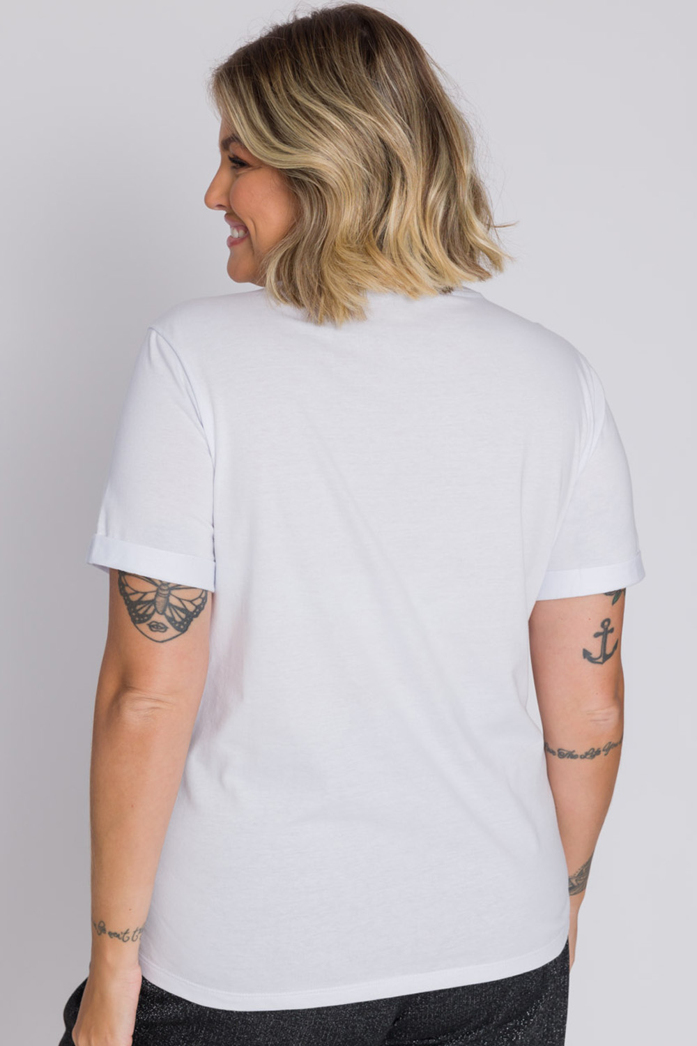 T-Shirt Plus Size Amour Branca Cess