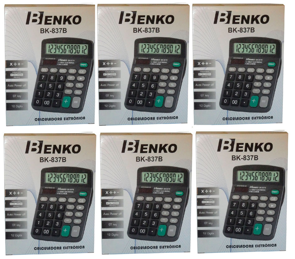 calculadora de mesa  no Atacado kit com 6 uniodades 12 digitos Benko Bk-837