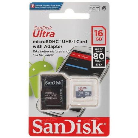 Cartão De Memoria 16 Gb Sandisk classe 10 Kit com 10 unidades