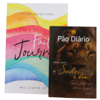 Kit | Devocional Faith Journal Meu Diário de Fé - Aquarela Arco-Íris + Pão Diário Vol. 25