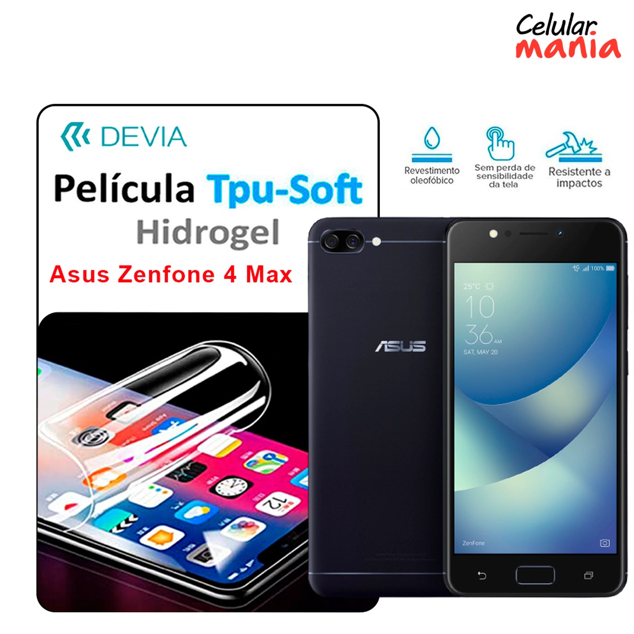 Pelicula Hidrogel Asus Zenfone 4 Max - Tpu Soft Devia - Foto 0