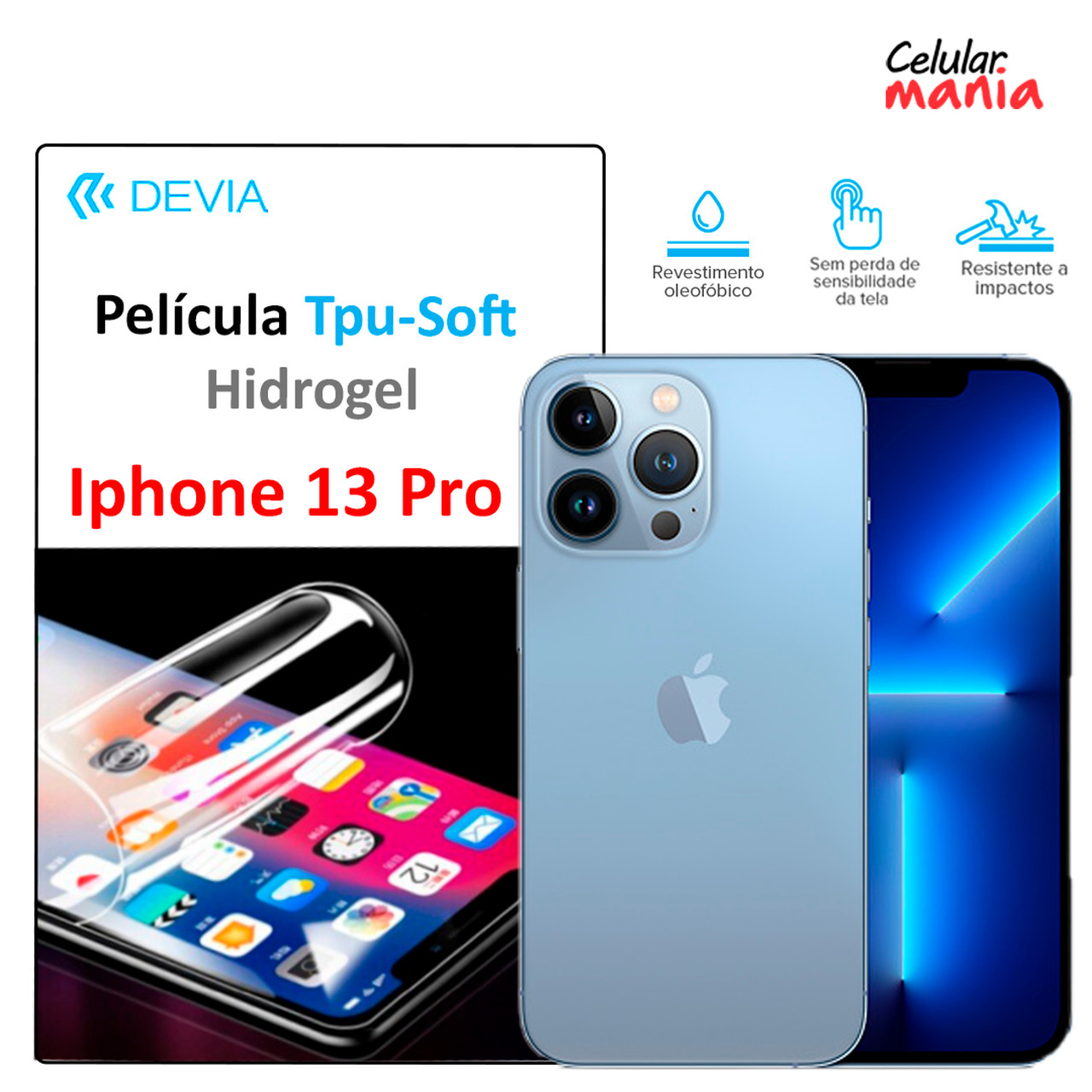 Película Hidrogel Iphone 13 Pro - Tpu Soft Devia - Foto 0