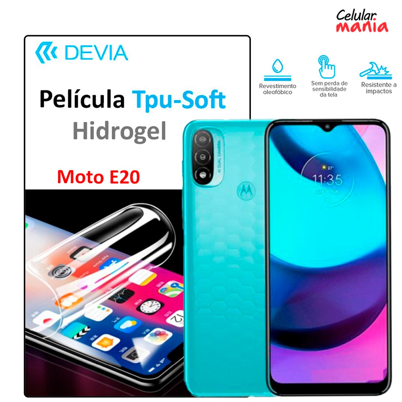Película Hidrogel Motorola E20 - Tpu Soft Devia - Foto 0