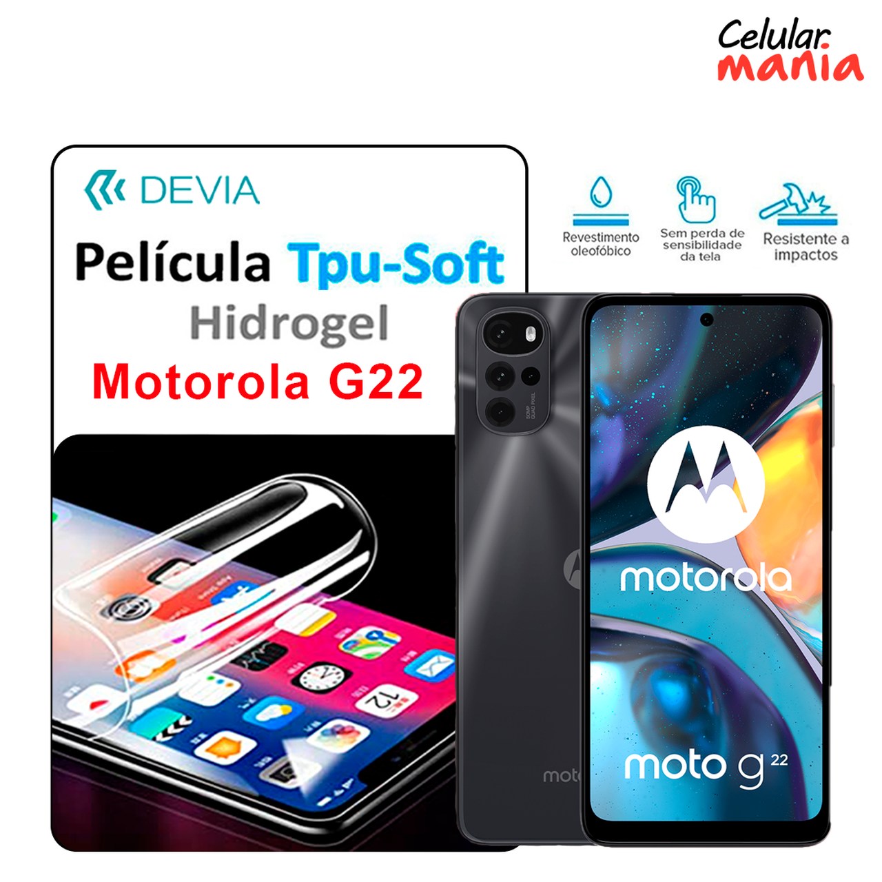 Pelicula Hidrogel Motorola G22 - Tpu Soft Devia - Foto 0