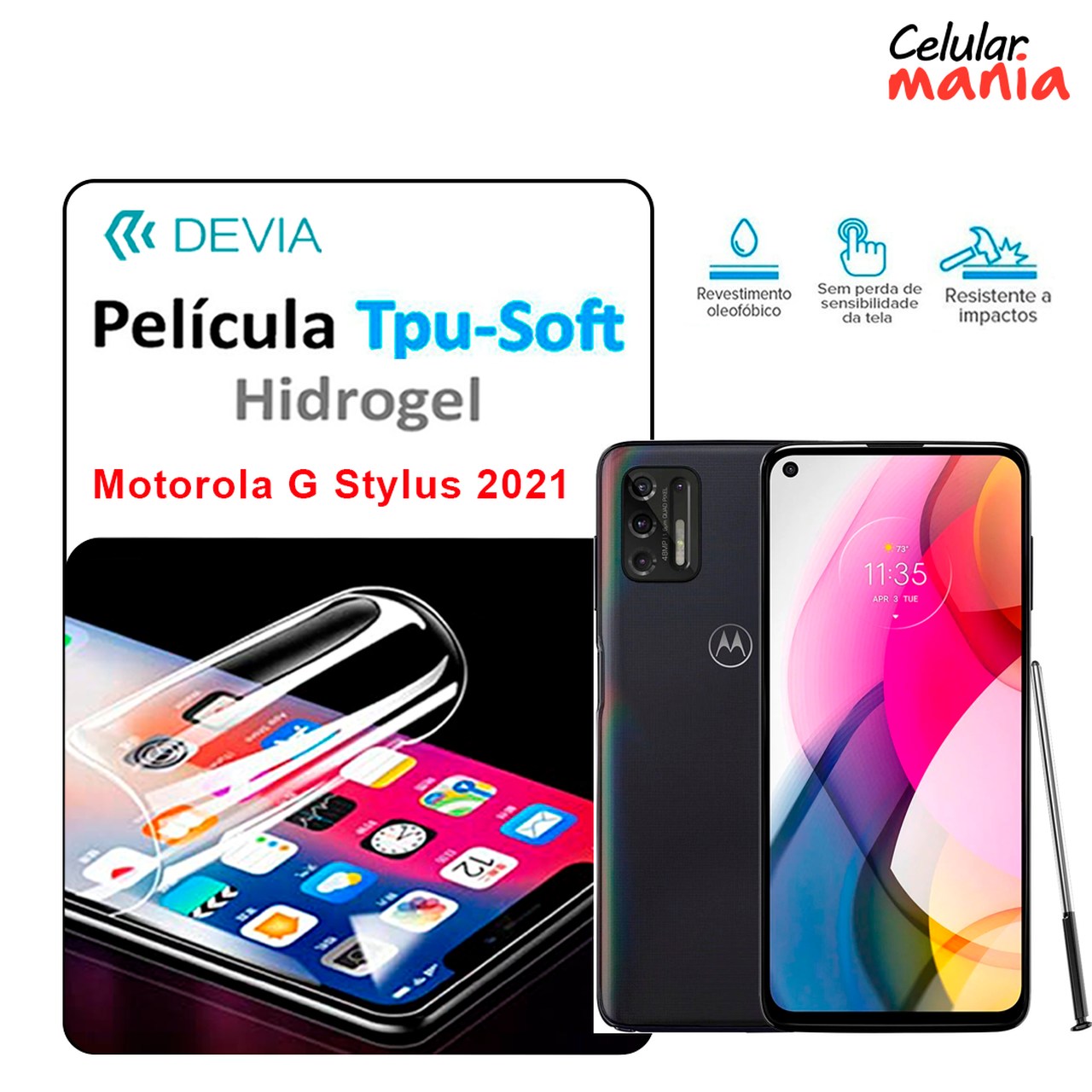 Pelicula Hidrogel Motorola G Stylus 2021 - Tpu Soft Devia - Foto 0