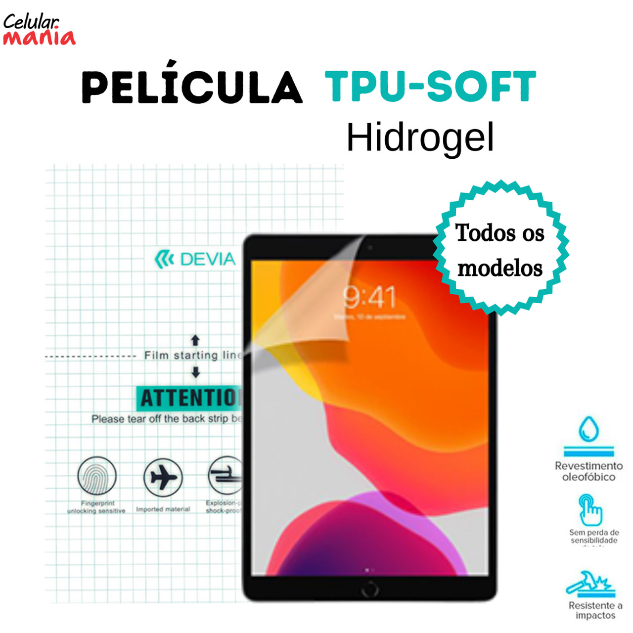 Película Hidrogel P/ Tablet - Tpu Soft Devia - Foto 0