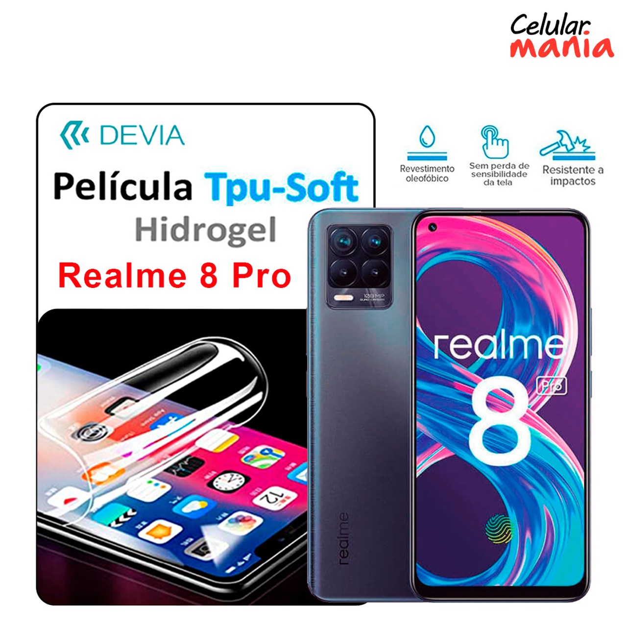 Pelicula Hidrogel Realme 8 Pro - Tpu Soft Devia - Foto 0