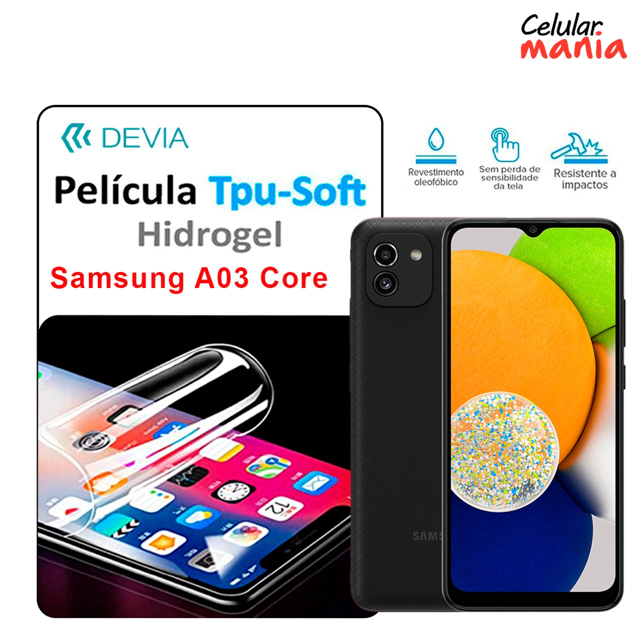 Pelicula Hidrogel Samsung A03 Core - Tpu Soft Devia - Foto 0