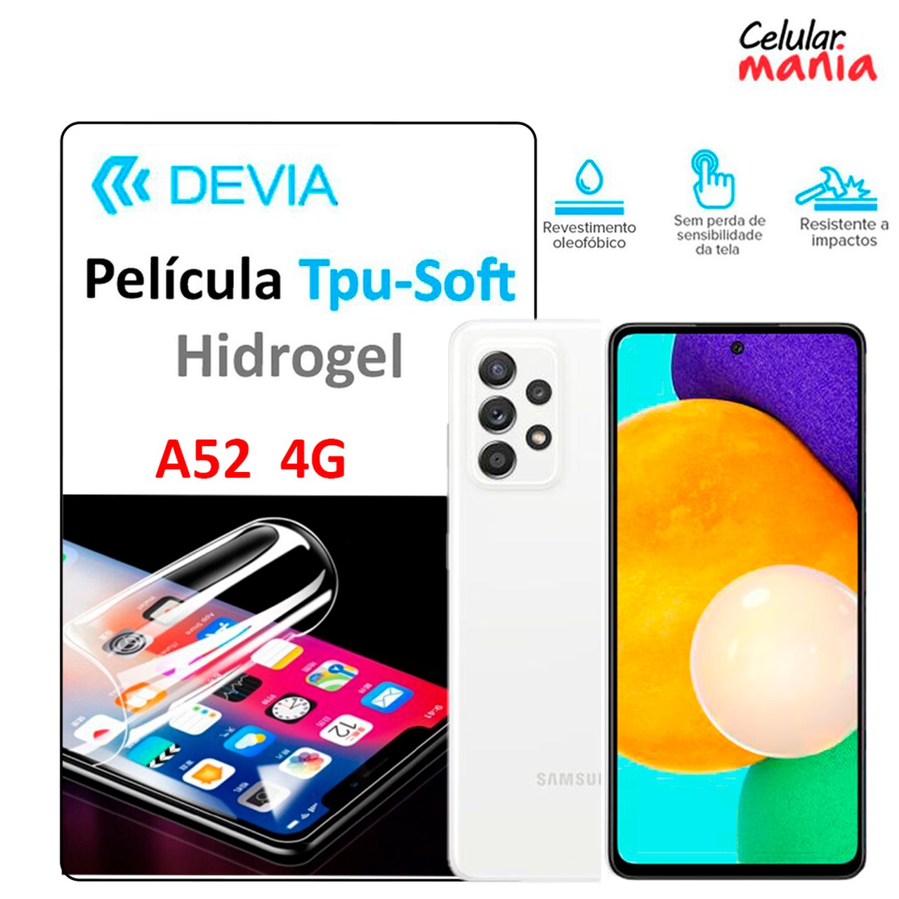 Película Hidrogel Samsung A52 4G - Tpu Soft Devia - Foto 0