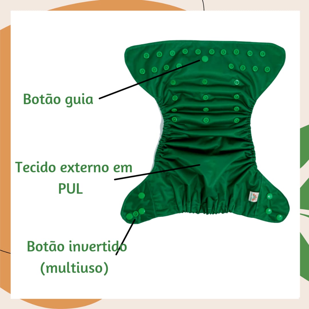 Fralda Ecológica Diurna com 2 absorventes  - Tucano - Modelo de  Bolso (Pocket)