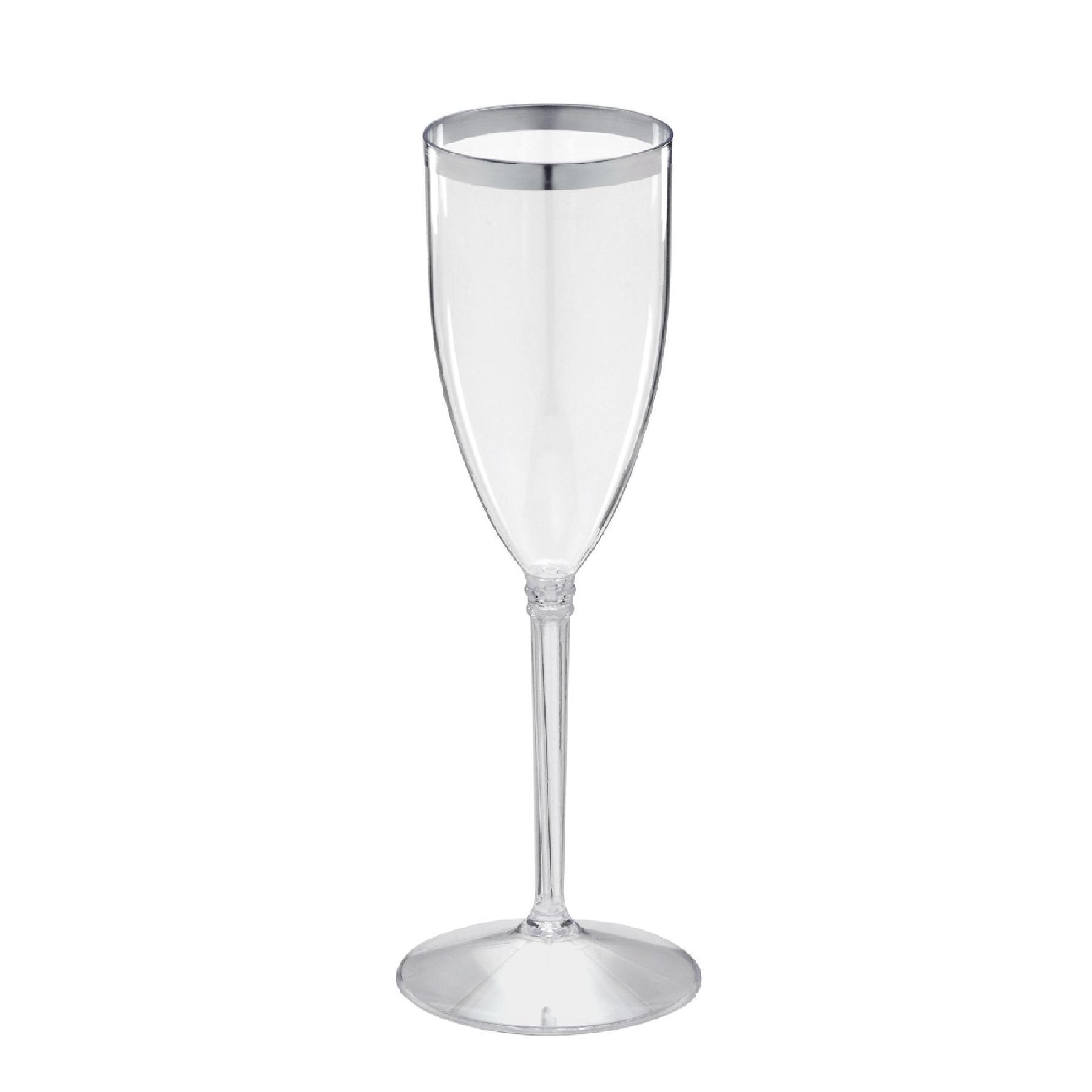 Taça de Champagne Decorada Luxo Prata - 12 unidades