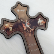 Crucifixo Parede MDF - Foto Resinada ( 3 Arcanjos )