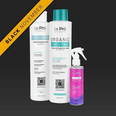 Kit Live 10 - Organic Single Pass 1L + Shampoo Hidrate Repair 1L + Mais Liso
