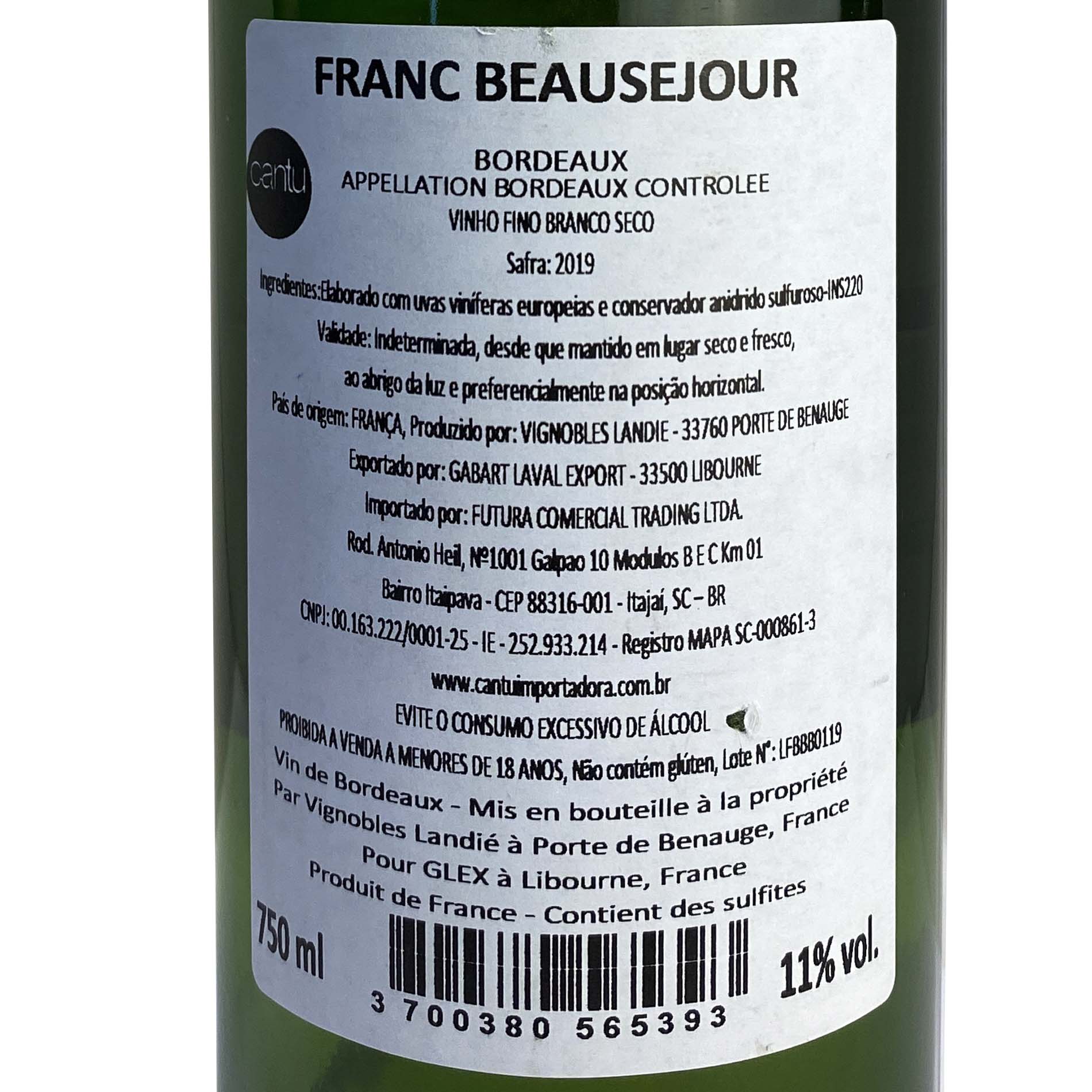 Franc BeauSéjour Bordeaux Branco  - Vinerize
