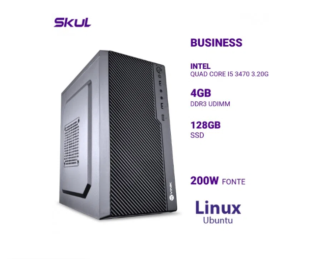 Computador B500 Quad Core I5 3470 3.20ghz Memória 4gb Ddr3 Ssd 128gb Fonte 200w Atx Linux Ubuntu