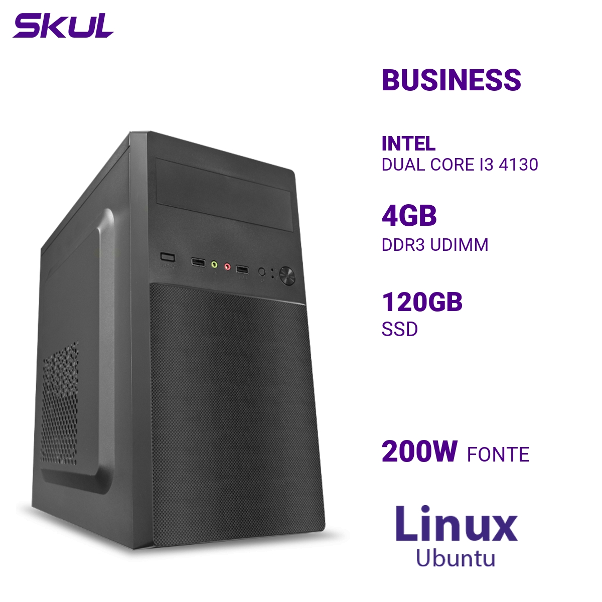Computador Business B300 Dual Core I3 4130 Mem 4gb Ddr3 Ssd 120gb Fonte 200w Linux Ubuntu
