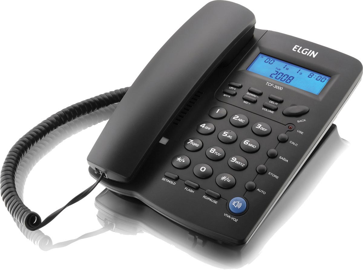 Telefone Com Fio Indentificador De Chamadas Agenda Para 12 Números Tcf 3000 Preto