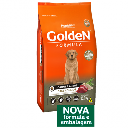 Ração Golden Fórmula Para Cães Adultos de Médio e Grande Porte - Carne e Arroz - 3Kg