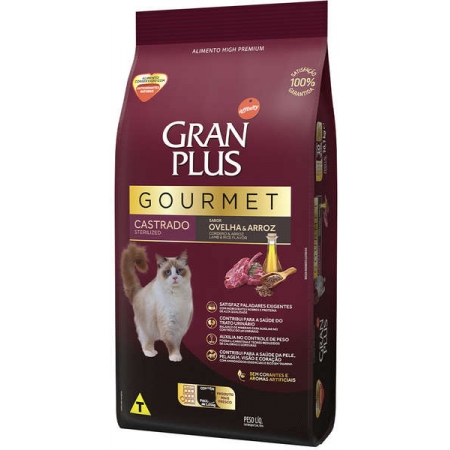 Ração Gourmet Gran Plus Para Gatos Castrado Ovelha & Arroz - 3 Kg