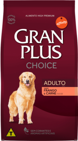 Ração Gran Plus Choice Para Cães Adultos de Porte Médio e Grande - Frango e Carne - 15Kg