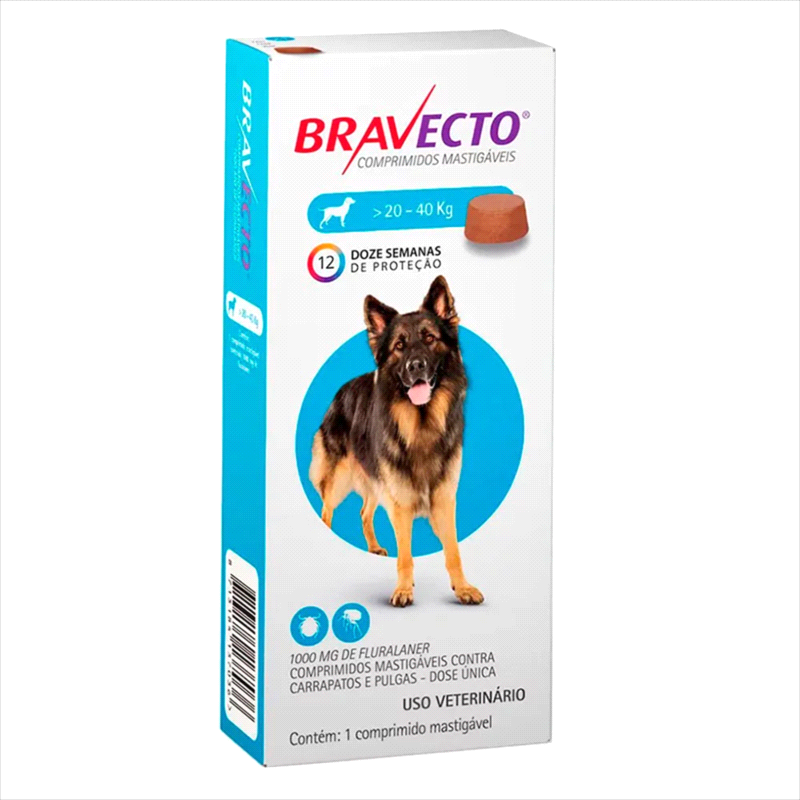 Bravecto Comprimido Para Cães de 20 a 40Kg - 1000mg