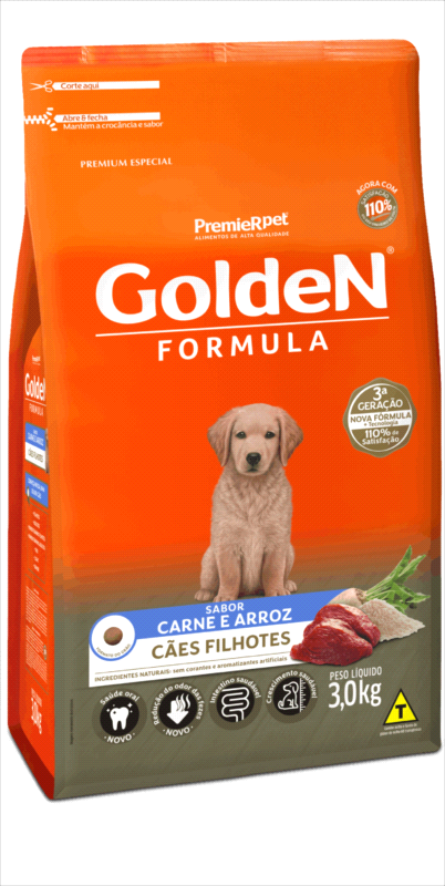 Ração Golden Fórmula Para Cães Filhotes de Médio e Grande Porte - Carne e Arroz - 15Kg