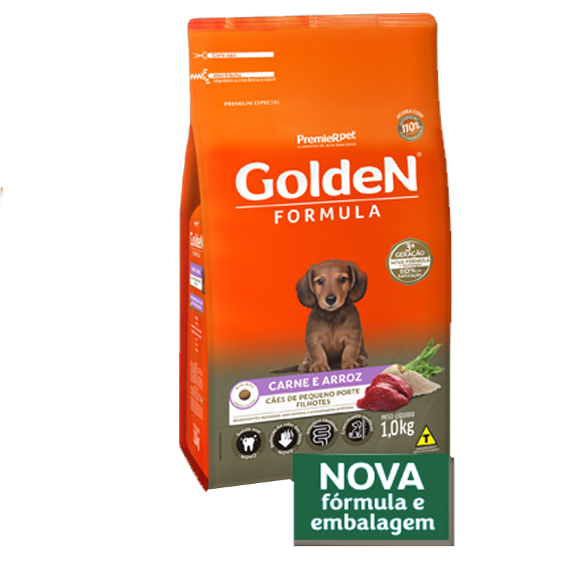 Ração Golden Fórmula Para Cães Filhotes de Pequeno Porte - Carne e Arroz - 1Kg