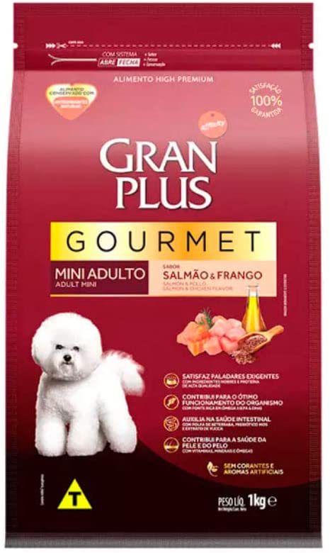 Ração Gran Plus Gourmet Para Cães Adultos de Porte Pequeno - Salmão e Frango - 1Kg