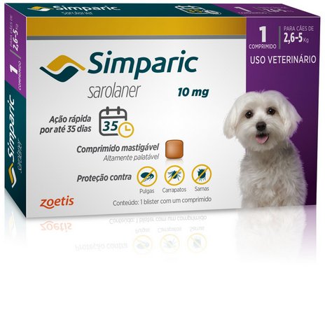 Simparic Comprimido Para Cães de 2,6 a 5Kg - 1 Comprimido