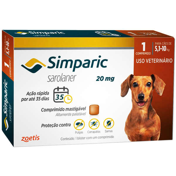 Simparic Comprimido Para Cães de 5,1 a 10Kg - 1 Comprimido