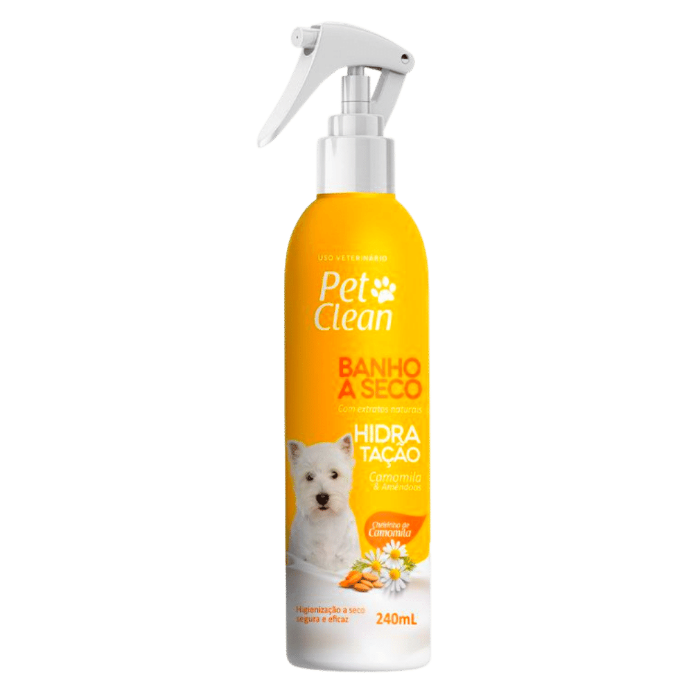 Banho a Seco Extratos Naturais Hidratação para Cães e Gatos Pet Clean - 240 ML - Camomila
