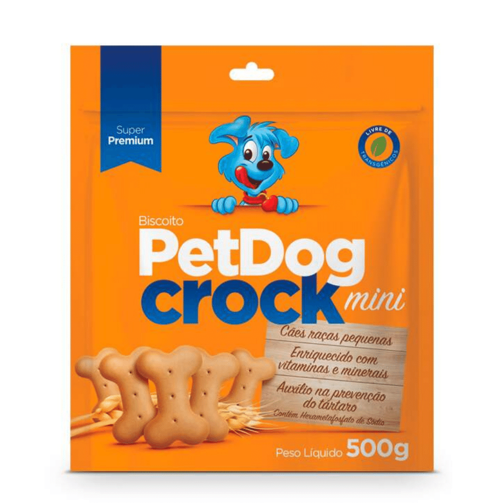 Biscoito para Cães PetDog Crock Super Premium - Raças Pequenas - 500 gramas