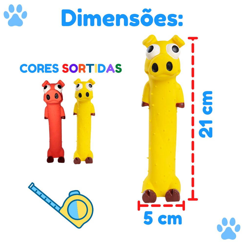 Brinquedo Mordedor Sonoro para Cachorro de Látex Latoy - Porcolino Cores Sortidas