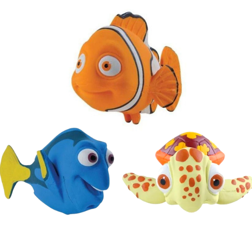 Kit 3 Brinquedos Mordedores Macio Procurando o Nemo - Squirt + Dory + Nemo