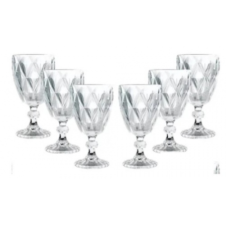 Conjunto Taças para Vinho de Vidro Diamond 6 peças