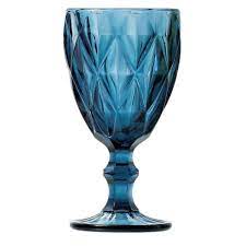 Conjunto Taças para Água de Vidro Diamond Azul 6 peças