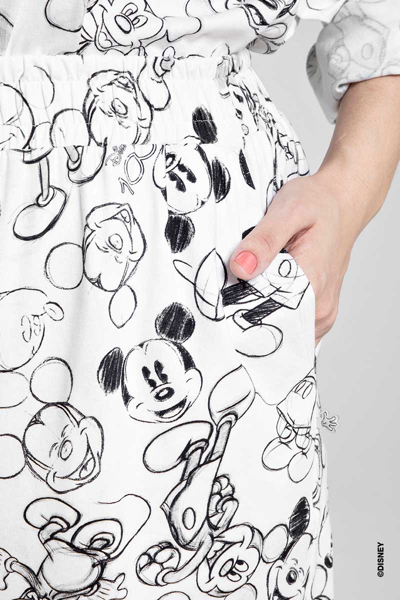 Calça Reta Pijama Feminina Estampa Disney 100 - Mickey