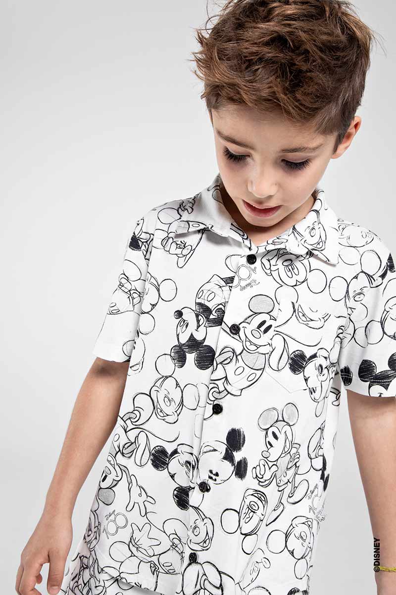 Camisa Manga Curta Pijama Infantil Estampa Disney 100 - Mickey