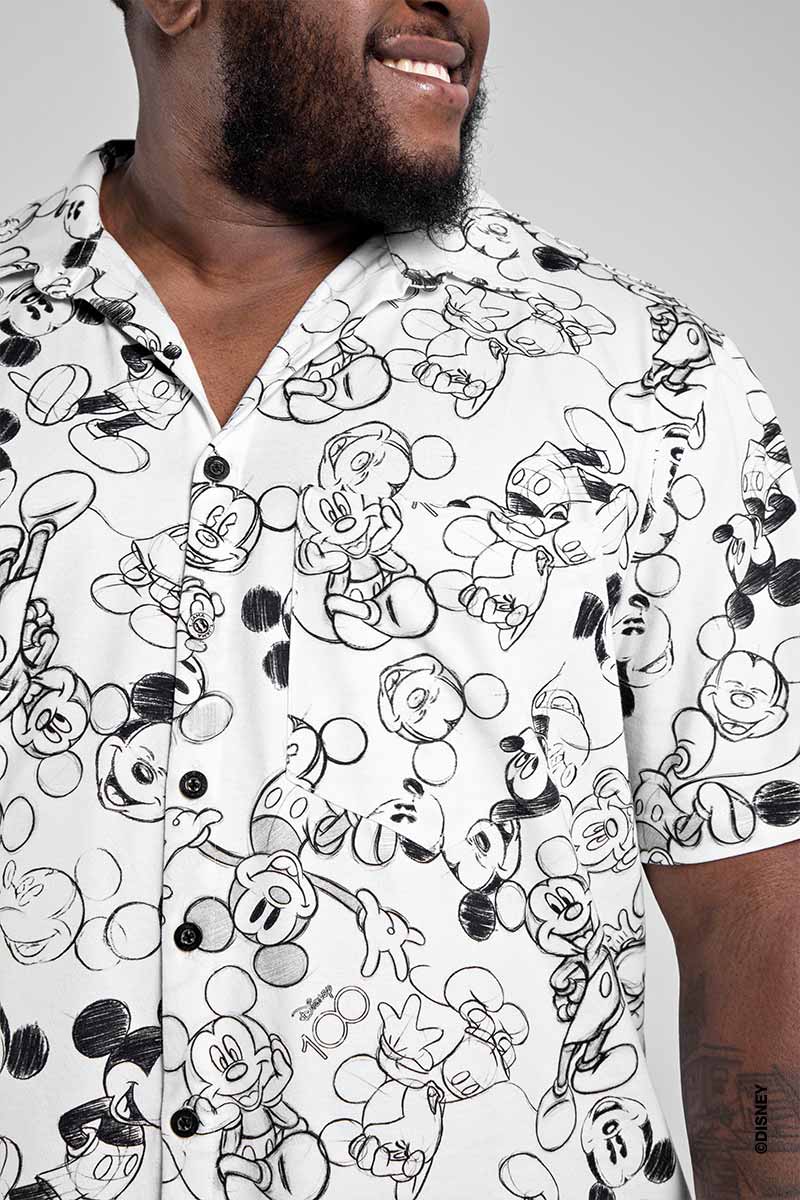 Camisa Manga Curta Pijama Masculina Estampa Disney 100 - Mickey