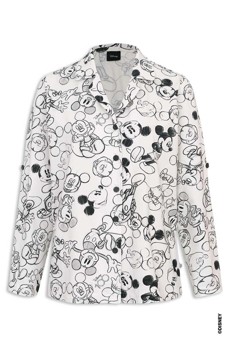 Camisa Manga Longa Pijama Feminina Estampa Disney 100 - Mickey