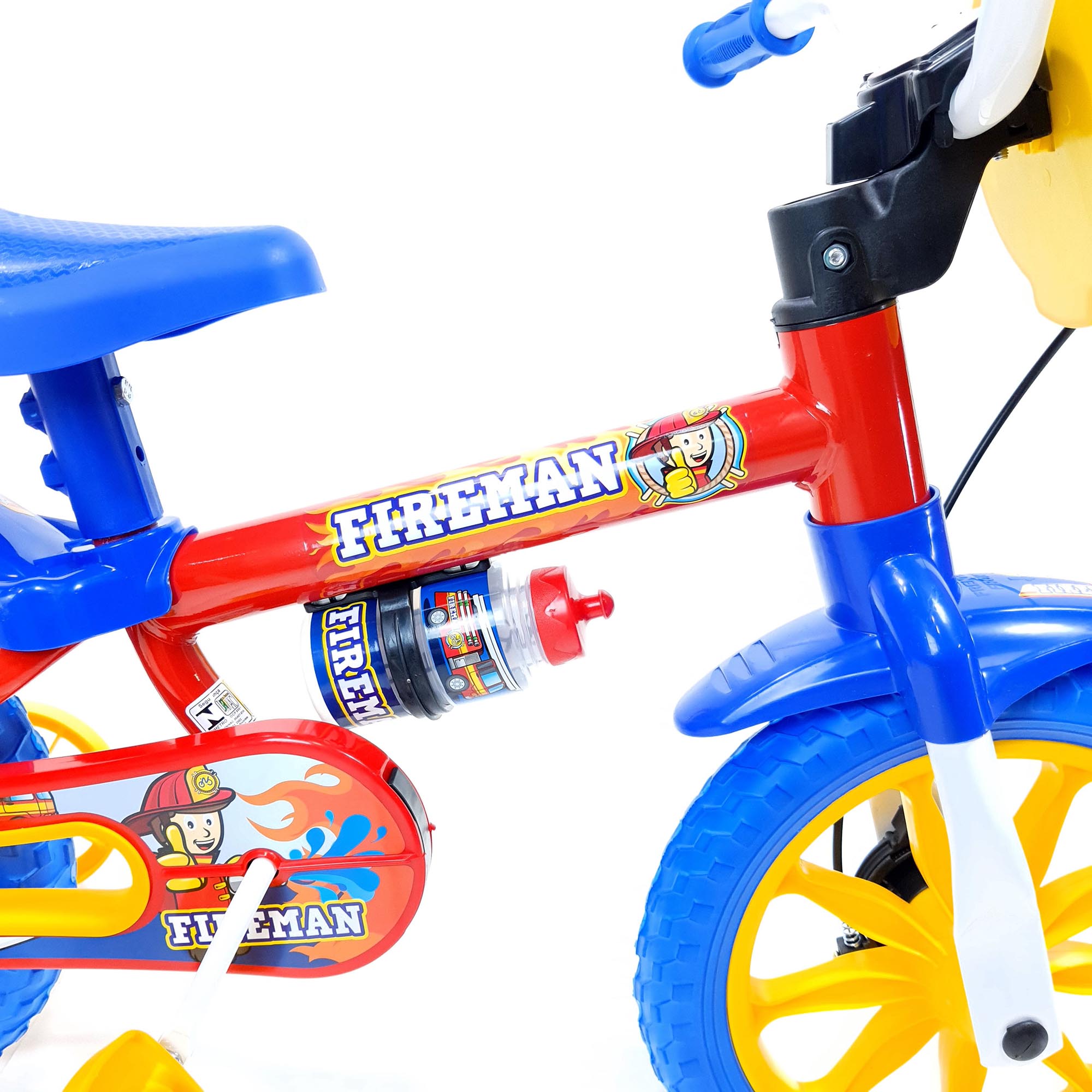 Bicicleta Nathor Infantil Aro 12 Masculino Fireman Vermelho_Azul_Amarelo