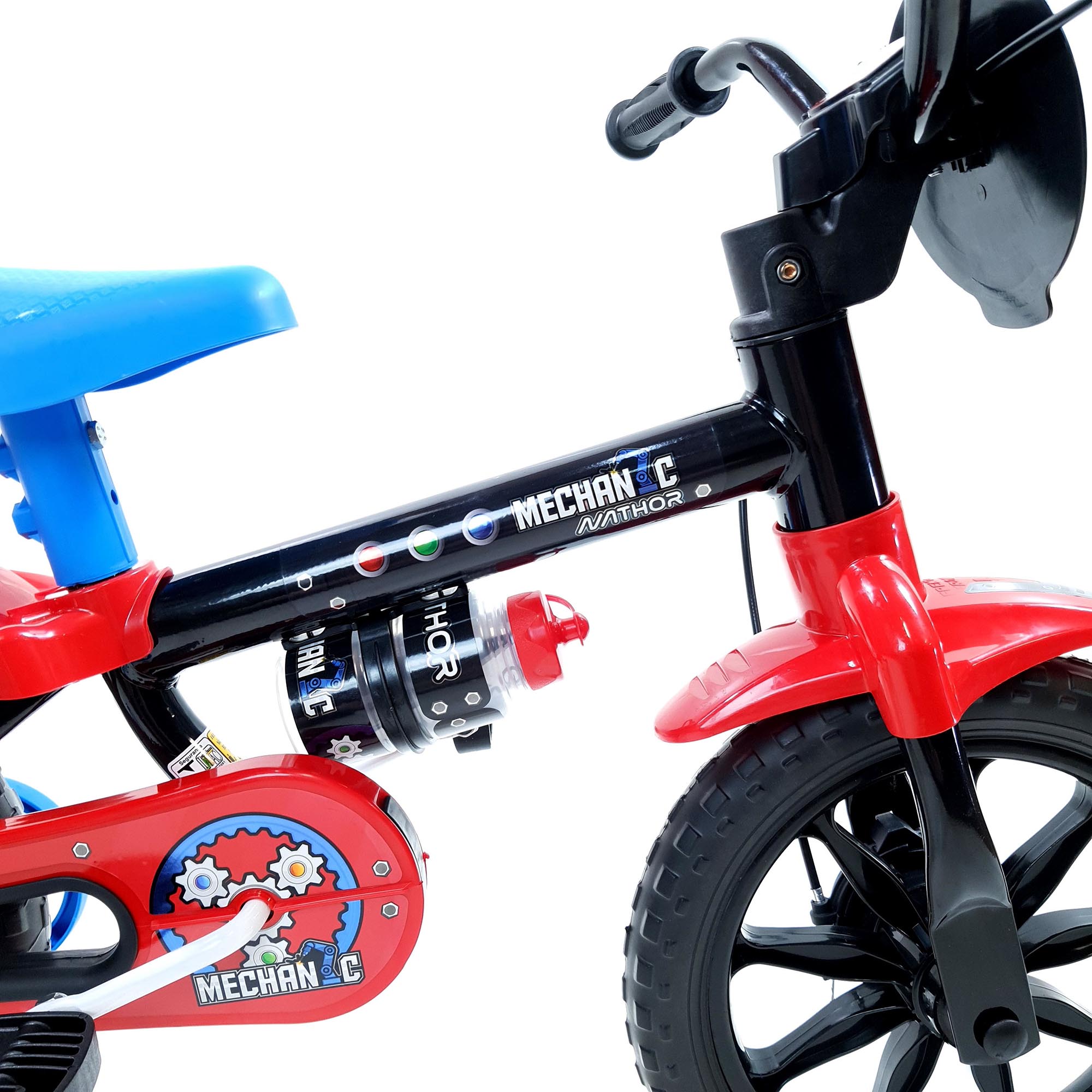 Bicicleta Nathor Infantil Aro 12 Masculino Mechanic Preto_Azul_Vermelho