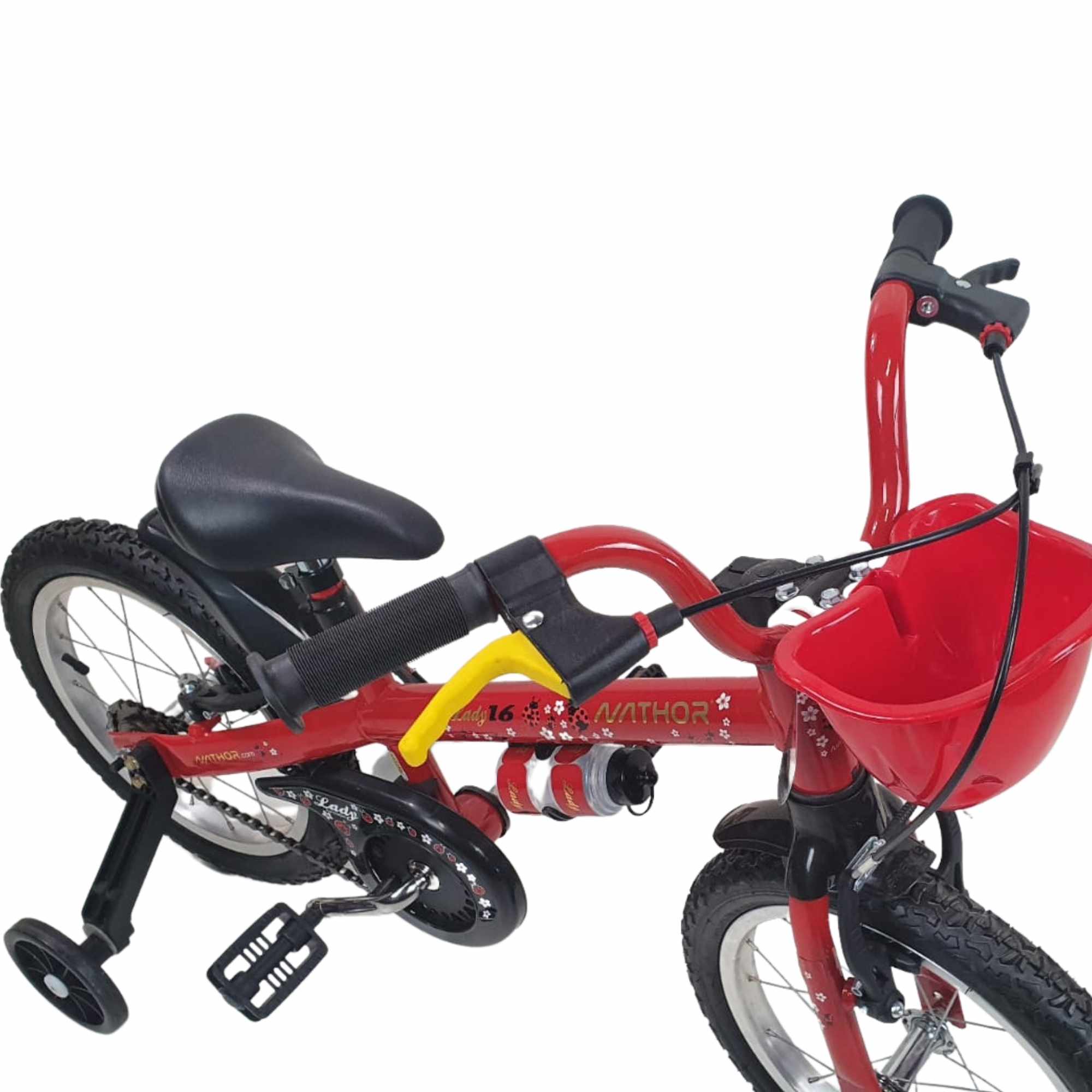 Bicicleta Nathor Infantil Aro 16 Aço Feminina Lady Vermelha Roda Raiada