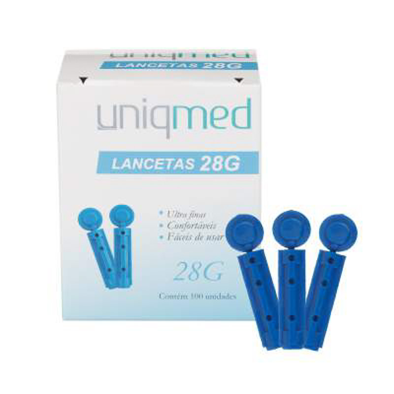 Lancetas 28G (Caixa com 100 unid) - UNIQMED UM-01-0128