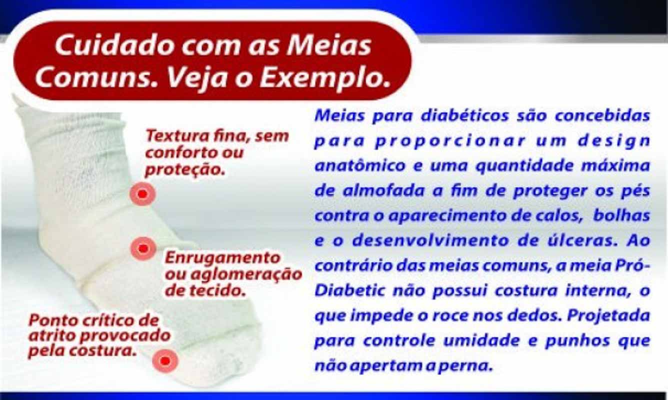 Meia Ortopédica p/ Proteção Pró-Diabetic (CANO CURTO - Azul) - Ortho Pauher  SG-713-A