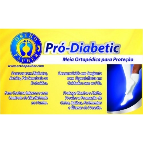 Meia Ortopédica p/ Proteção Pró-Diabetic (CANO Longo - Preto) - Ortho Pauher - Cód: SG-715-P