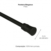 Kit Varão P Cortina Extensivo - 1,20 a 2,10m Ellegance Preta