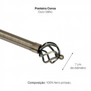 Kit Varão P Cortina Extensivo 1,60 a 3,00M Coroa Ouro Velho