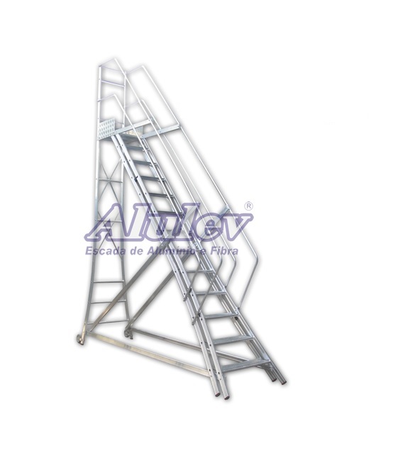 Escada Trepadeira Aluminio 16 Deg + Plat 3,91 mts