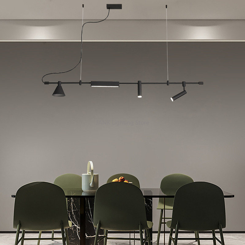 Designer nórdico moderno LED Long Strip Pendant Lâmpadas, Restaurantes e Cozinhas Bares, Lustre ajustável, Luz decorativa para casa